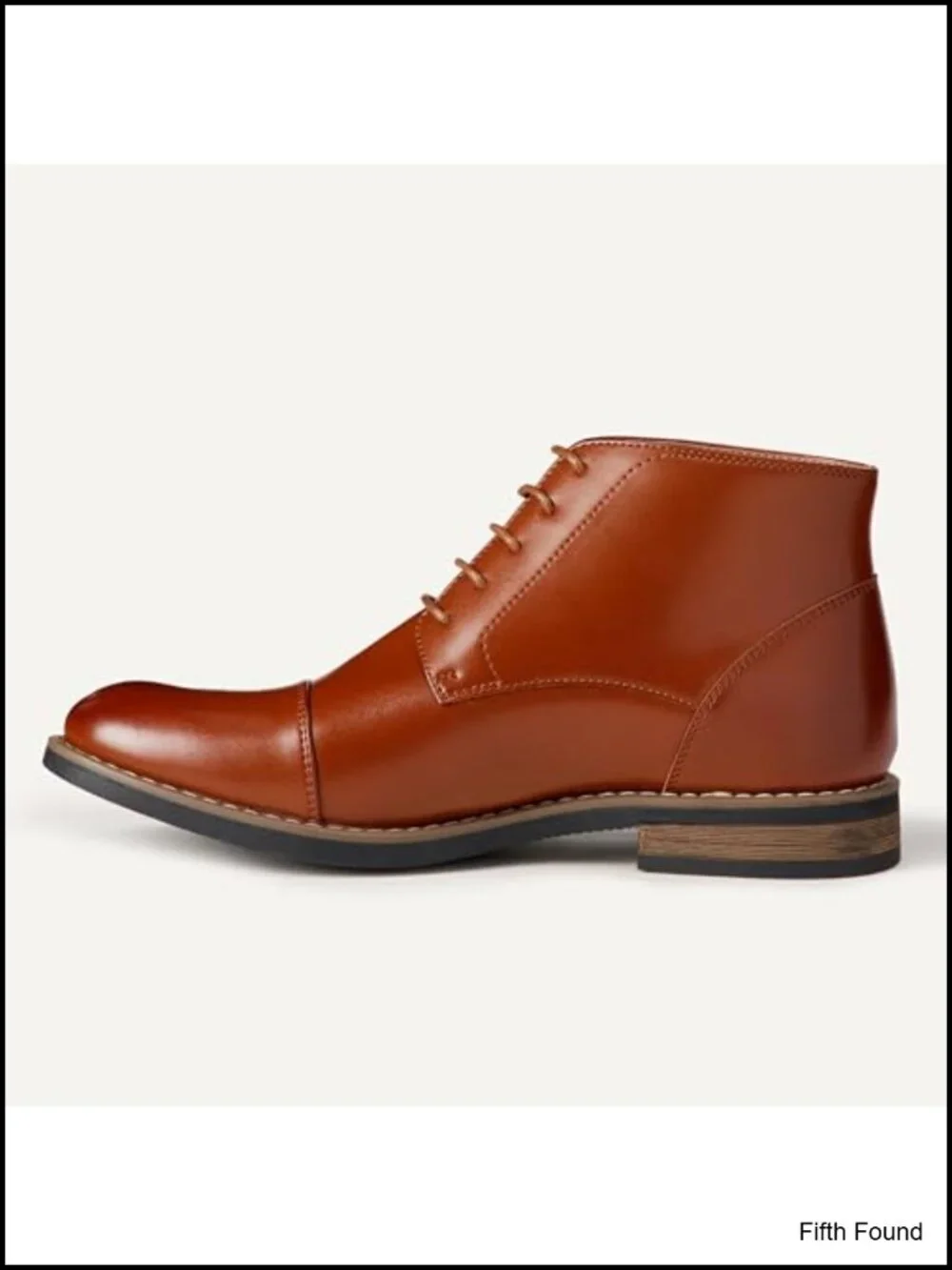 Men's Cap Toe Lace Up Ankle Dress Boots Faux Leather